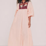 Bohemian Traders Paloma Embroidered Bib Smock Dress