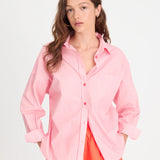 Chiara Long Sleeve Shirt - Pinstripe Pink / Spicy Orange
