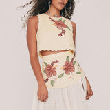 Bohemian Traders Paloma Embroidered Yoke Midi Skirt