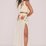 Bohemian Traders Paloma Embroidered Yoke Midi Skirt