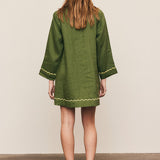 Bohemian Traders Embroidered Shirt Dress - Jungle Green