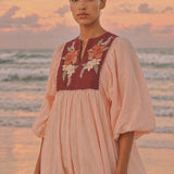 Bohemian Traders Paloma Embroidered Bib Smock Dress