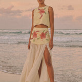 Bohemian Traders Paloma Embroidered Yoke Midi Skirt