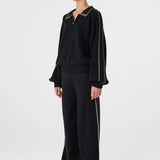 Arcaa Nella Zip Sweater - Black & Taupe