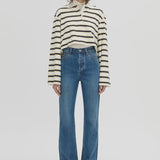 Camilla & Marc Liat Stripe Crop Polo Top - Soft White Stripe