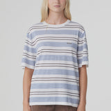 Arcaa Noor Tee - White & Blue Retro Stripe