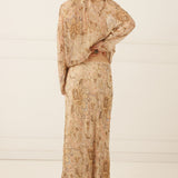 Spell Damask Ruffle Midi Skirt - Chai