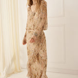Spell Damask Long Sleeve Blouse - Chai