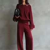 Arcaa Nella Zip Sweater - Merlot & Cream