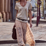 Spell Labyrinth Lace Maxi Skirt - Peach Bliss