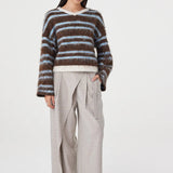 Arcaa Lucca Sweater - Espresso & Blue Stripe