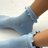 LeBon Ruffled Hugger Crew Socks - Periwinkle