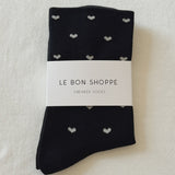 LeBon Sneaker Socks - Black, Cream & Heart