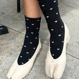 LeBon Sneaker Socks - Black, Cream & Heart