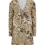 Spell Snow Leopard Bias Mini Dress - Animal