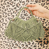 Alemais Macrame Crescent Bag - Sage